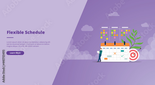 flexible schedule or calendar management for website landing homepage template banner or slide presentation cover