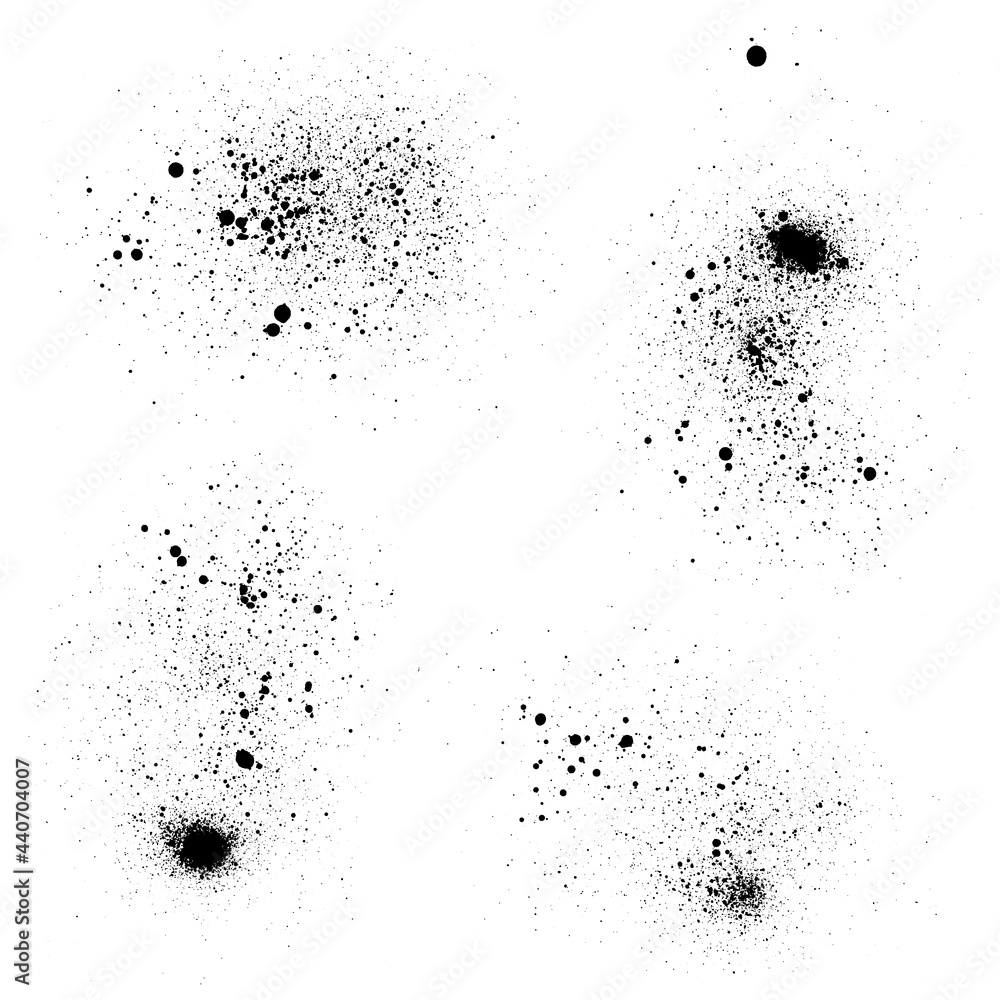 Obraz premium Set of graffiti spray textures. Vector shapes of spray paint with spots