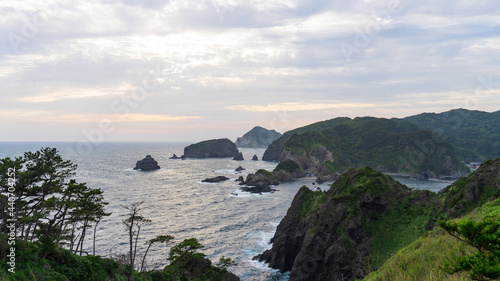 ”夕日ヶ丘展望広場”から見る夕方の海と空のコピースペース／静岡県南伊豆町【富士箱根伊豆国立公園】