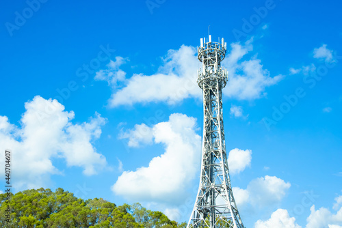 close up view communications tower