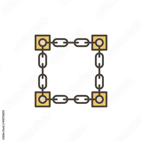 Connected Chains with Blocks vector Blockchain colored icon