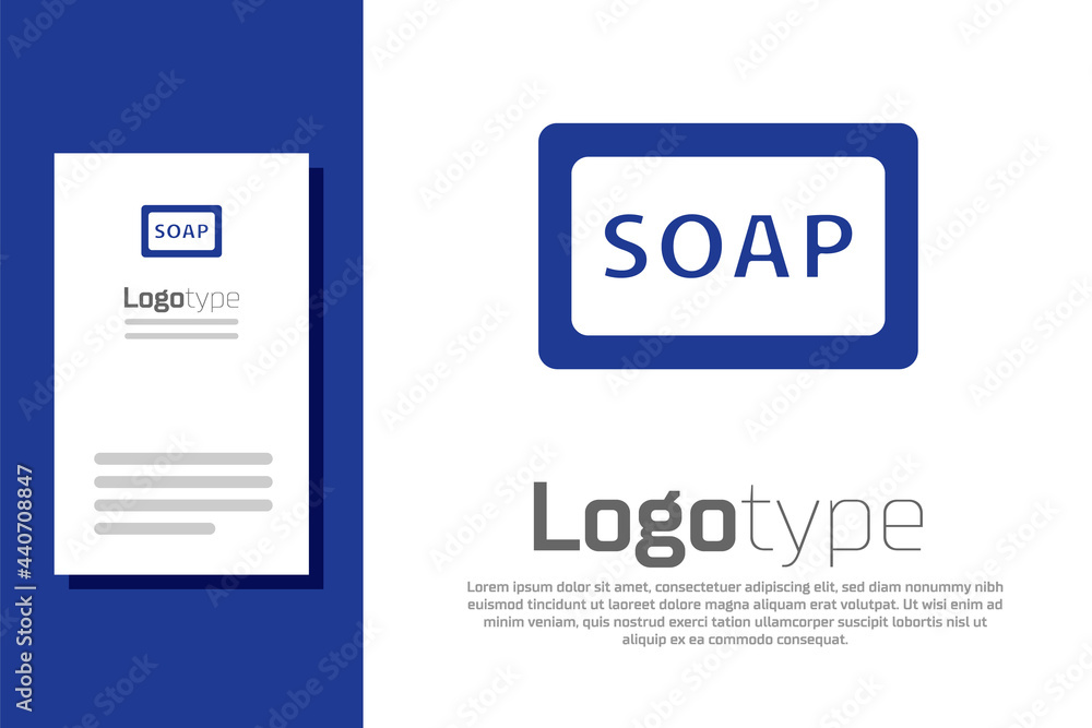 Blue Bar of soap icon isolated on white background. Soap bar with bubbles. Logo design template element. Vector. Blue Bar of soap icon isolated on white background. Soap bar with bubbles. Logo design template element. Vector.