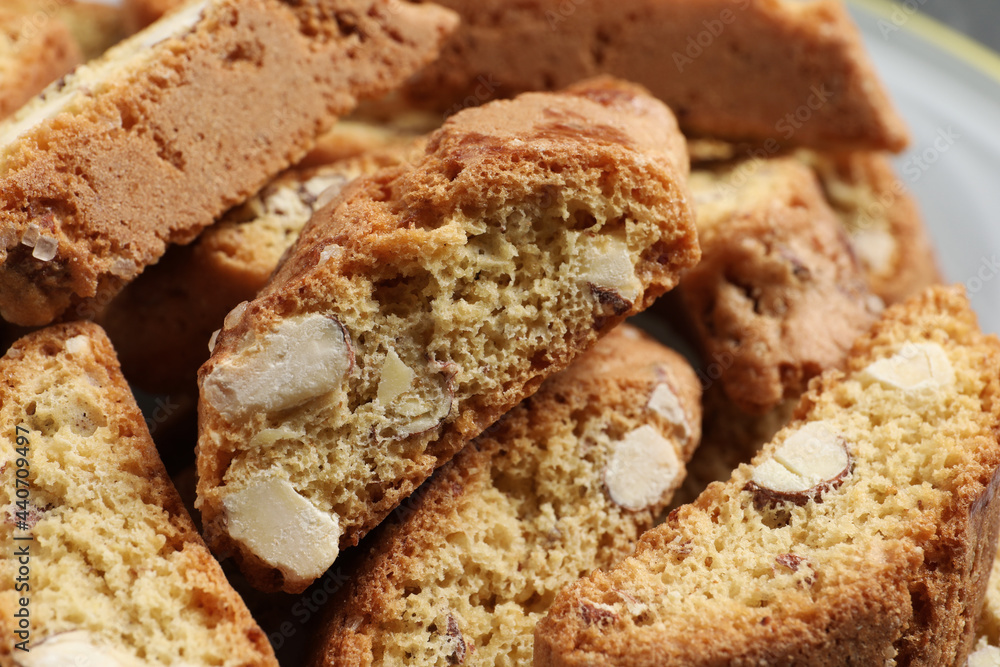 Traditional Italian almond biscuits (Cantucci), closeup view Traditional Italian almond biscuits (Cantucci), closeup view