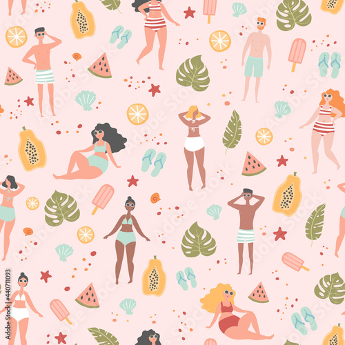 Wallpaper Mural Seamless pattern with design elements related to summer and vacation Torontodigital.ca