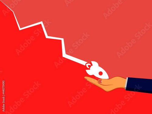 Businessman helping in times of crisis. vector illustration.