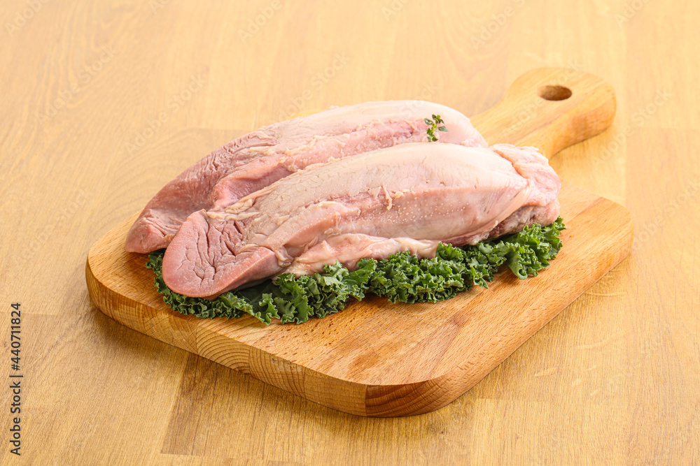 Raw pork tongue for cooking