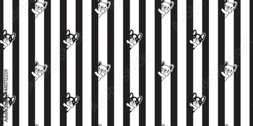 dog seamless pattern french bulldog vector striped footprint paw cartoon repeat wallpaper tile background scarf isolated illustration doodle design