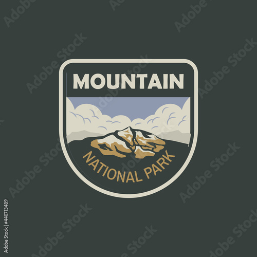 Vintage badge patch emblem logo mountain national park illustration