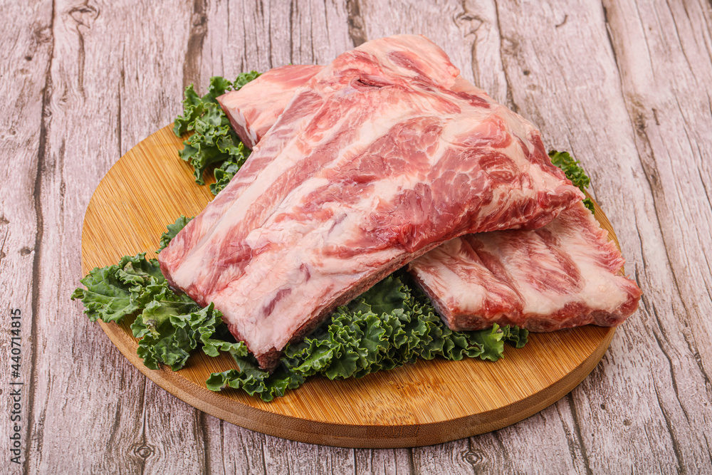 Raw pork ribs for cooking