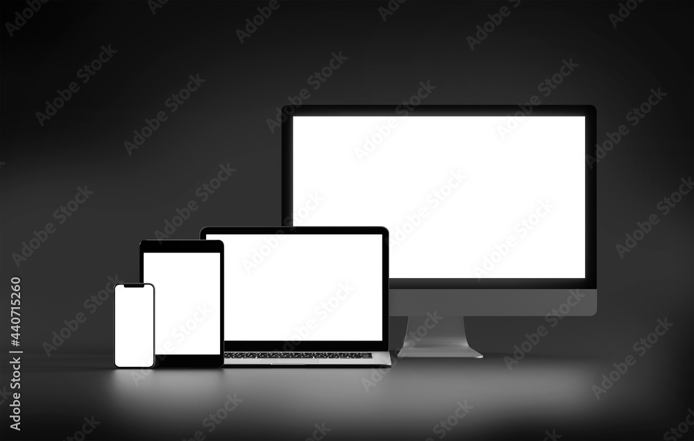 Isolated Devices Mockup - 3d rendering. Isolated Devices Mockup - 3d rendering.