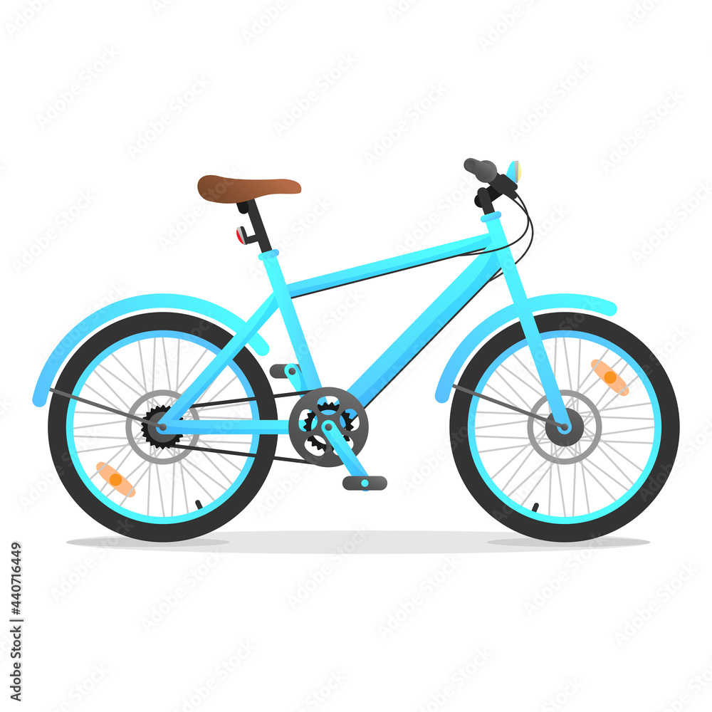 Blue retro bicycle, cycle isolated on white background. Vector illustration for design, flyer, poster, banner, web, advertising.