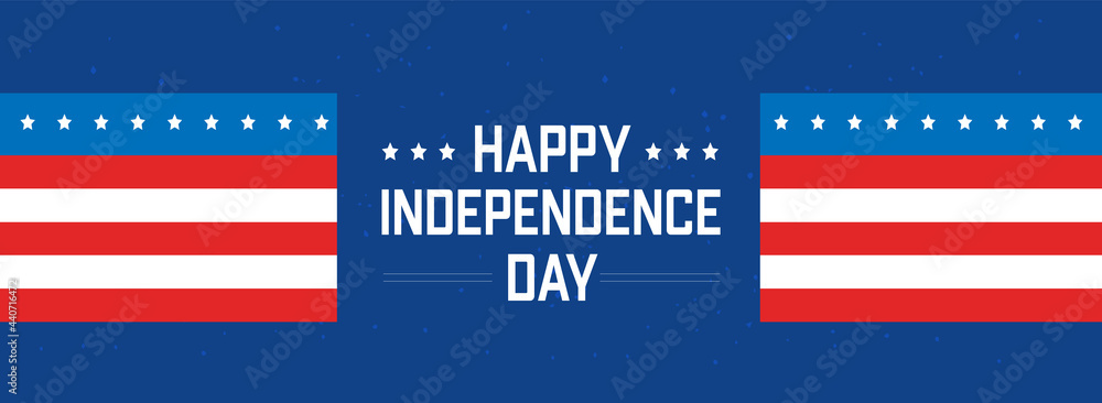 Naklejka premium July 4, Happy Independence day. Horizontal banner. Vector illustration.