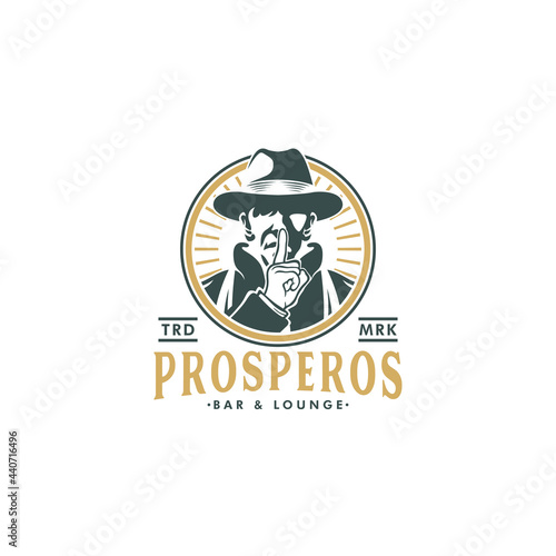 Gentleman Vintage Logo Design Illustration For Bar Or Restaurant