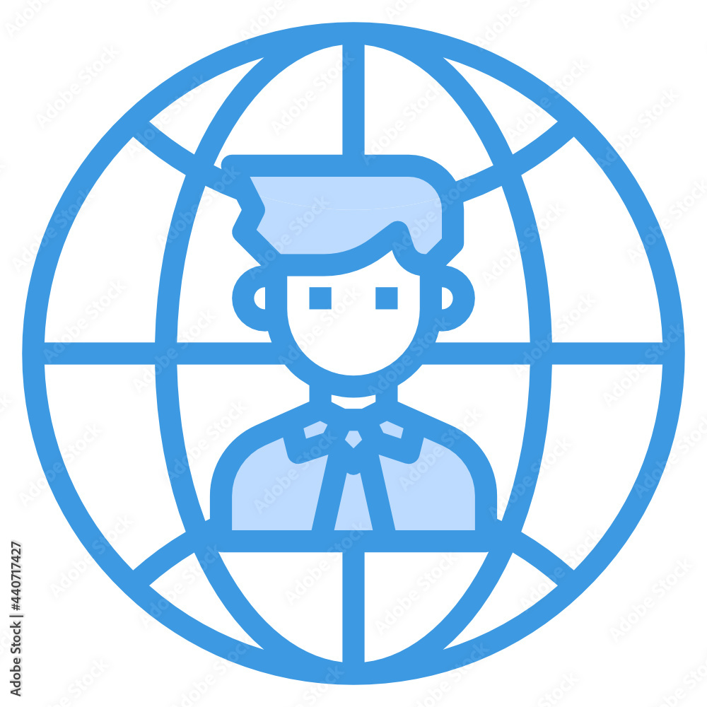 Worldwide blue outline icon Worldwide blue outline icon