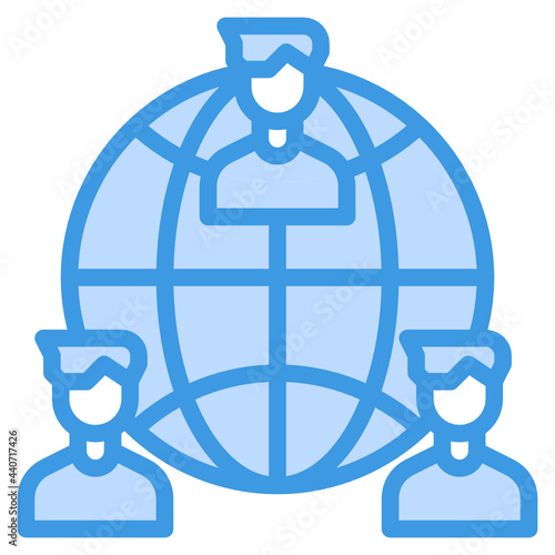 Worldwide blue outline icon