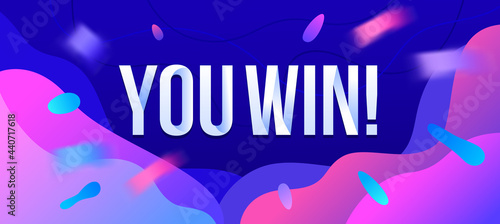 You Win Banner, Winner Greeting Poster for Online Casino Gambling Games. Fortune and Victory Celebration, Billboard