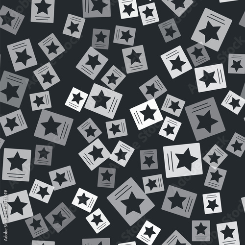 Grey Hollywood walk of fame star on celebrity boulevard icon isolated seamless pattern on black background. Famous sidewalk, boulevard actor. Vector
