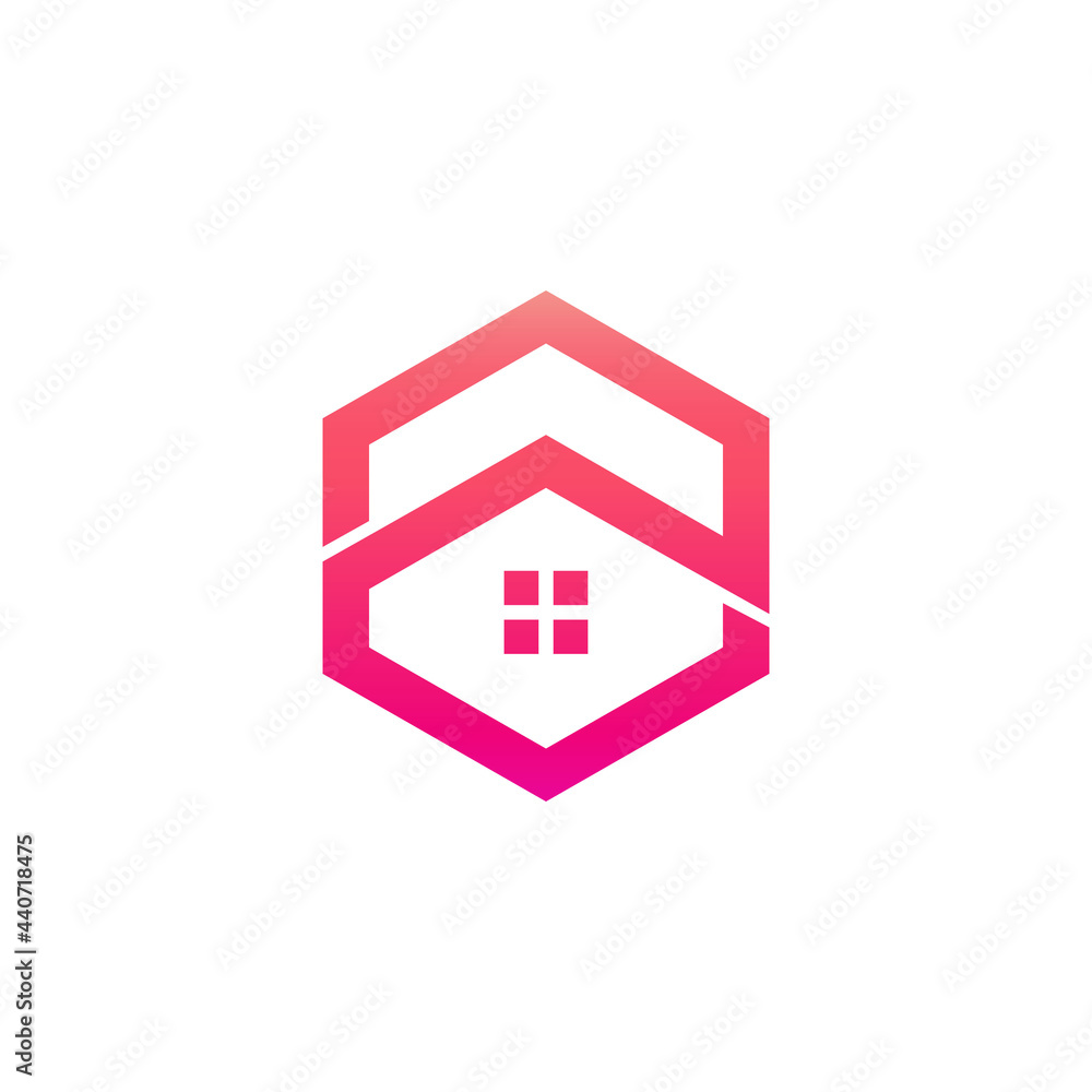Hex home minimalist flat design. Abstract emblem, design concept, logo, logotype element, template. Hex home minimalist flat design. Abstract emblem, design concept, logo, logotype element, template.