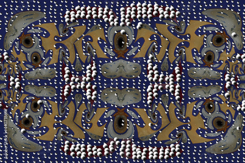 Illuustration of an abtsract pattern in dark blue and brown color dots photo