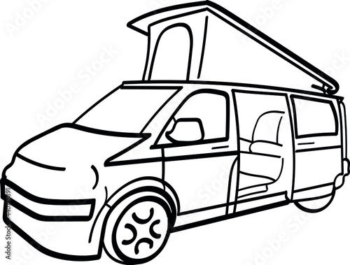 VW Campervan Camper Converted/Conversion Volkswagen Vector Illustration Icon Design photo