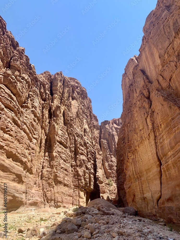 Red and pink rock canyon in jordan 