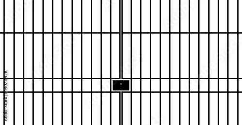 Prison, jail metallic bars on white background