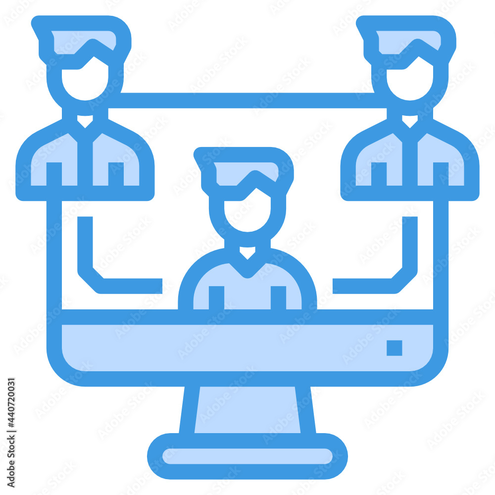 VDO Conference blue outline icon