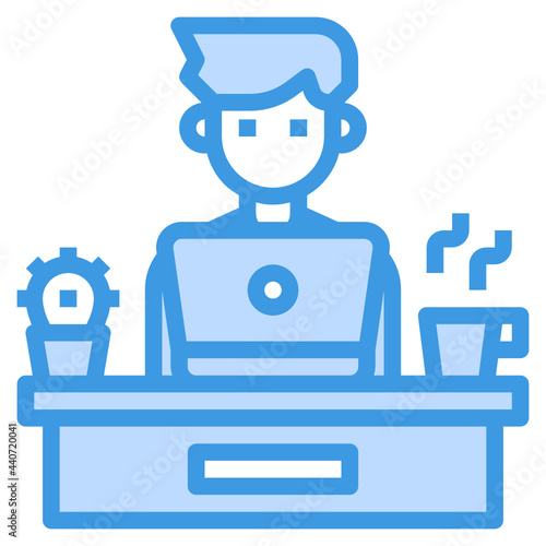 Work blue outline icon