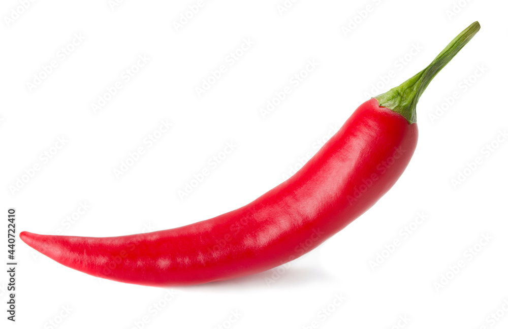 close-up view of hot chilli pepper isolated on white background