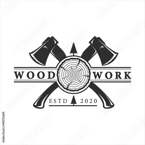 lumberjack logo vintage vector illustration template icon design. carpentry logo concept for professional carpenter worker