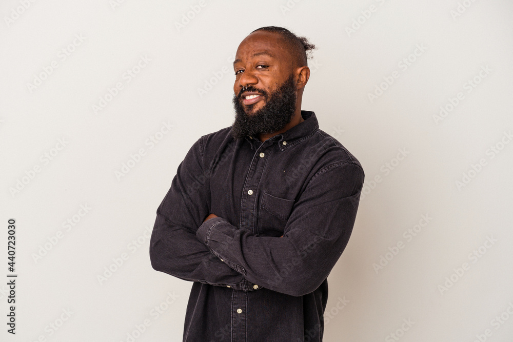African american man with beard isolated on pink background happy, smiling and cheerful. African american man with beard isolated on pink background happy, smiling and cheerful.