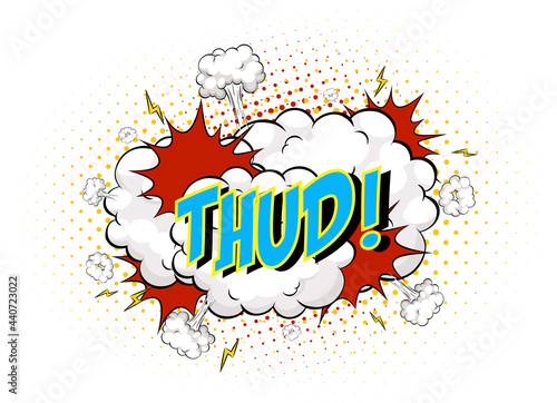Word Thud on comic cloud explosion background