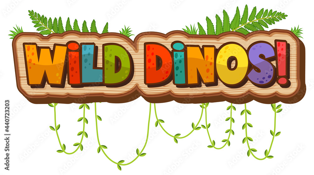 Fototapeta premium Wild Dinos Font Banner on white background