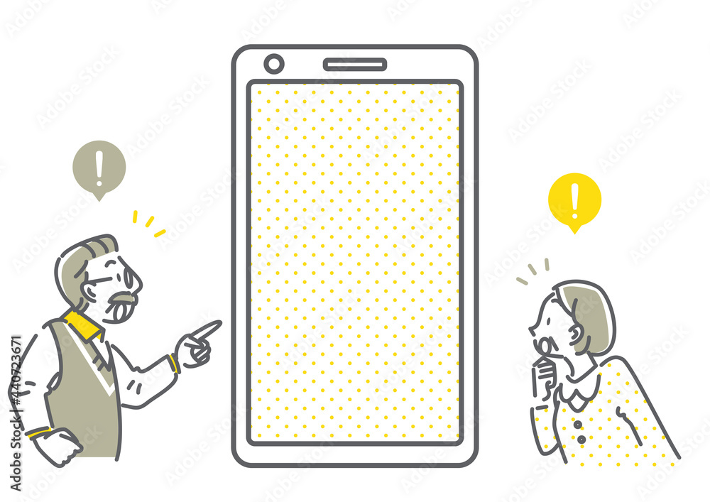 シニア夫婦と空白のスマホ画面のシンプルでお洒落な線画イラスト Stock Vector Adobe Stock シニア夫婦と空白のスマホ画面のシンプルでお洒落な線画イラスト Stock Vector Adobe Stock