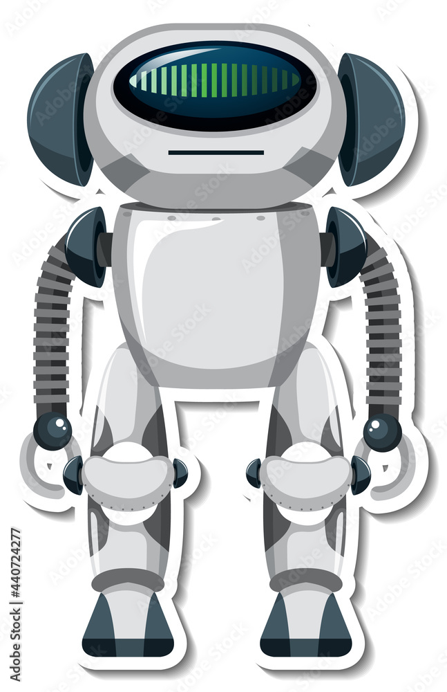 Sticker template with robot in cartoon style Sticker template with robot in cartoon style