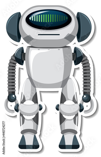 Sticker template with robot in cartoon style