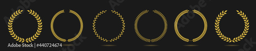 Golden laurel wreath label set