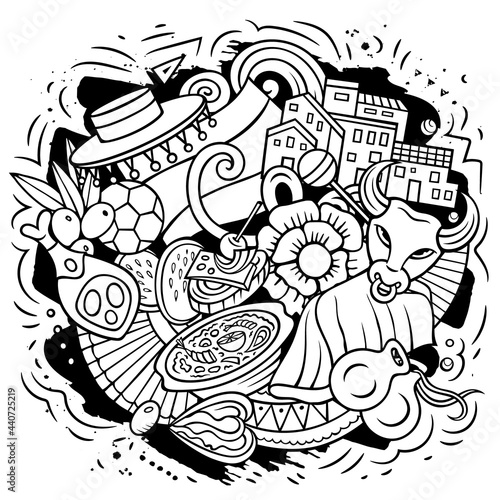 Spain hand drawn cartoon doodle illustration