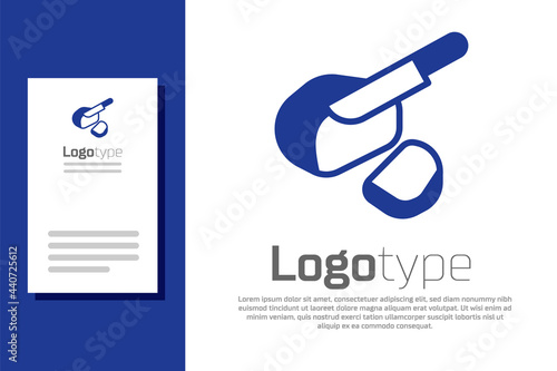 Blue Canadian peameal bacon icon isolated on white background. Logo design template element. Vector