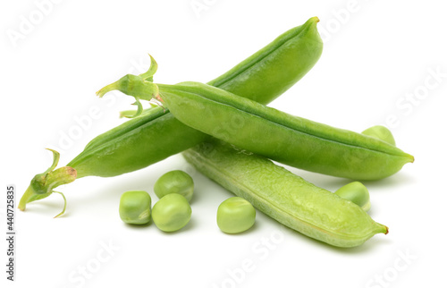 Fresh peas on white background