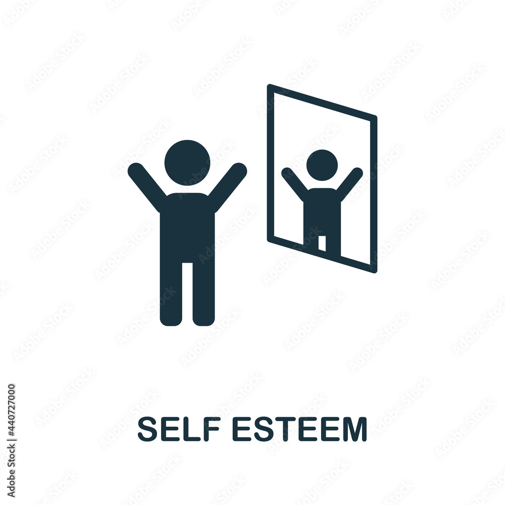Obraz premium Self Esteem icon. Monochrome simple element from personal growth collection. Creative Self Esteem icon for web design, templates, infographics and more