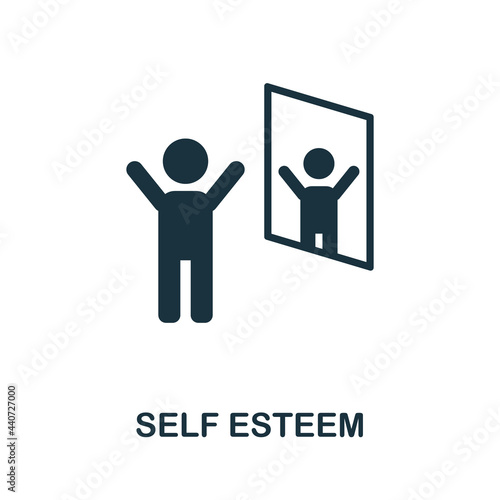 Self Esteem icon. Monochrome simple element from personal growth collection. Creative Self Esteem icon for web design, templates, infographics and more