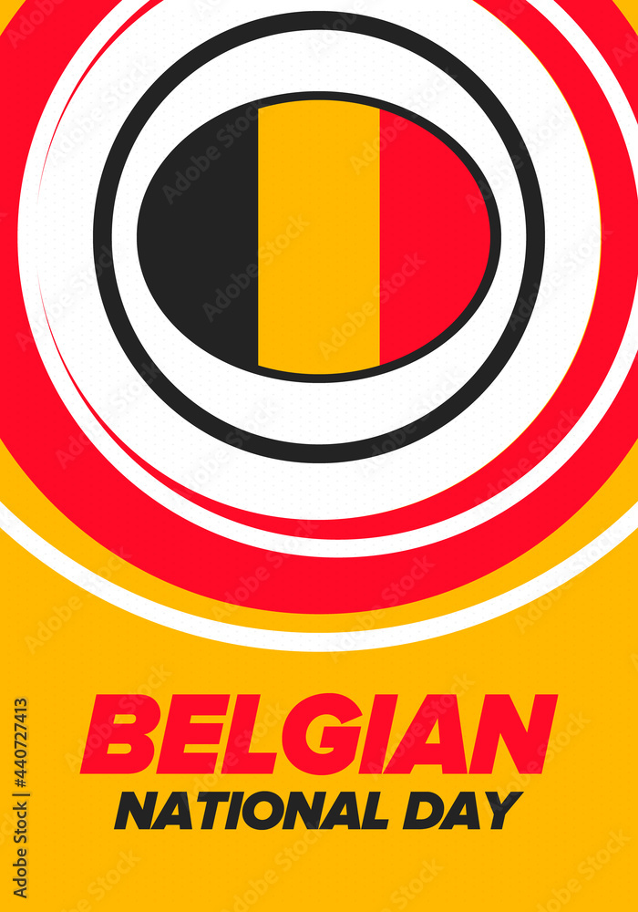 Fototapeta premium Belgian National Day. Belgium Independence day. Annual holiday in Belgium, celebrated in Jule 21. Patriotic design. Poster, greeting card, banner and background. Vector illustration
