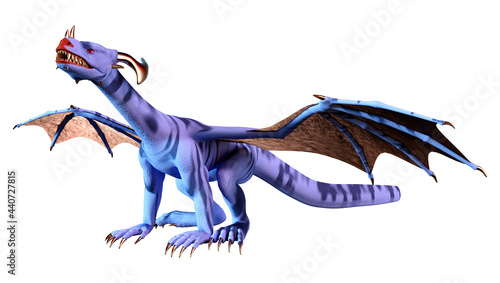 3D Rendering Fairy Tale Dragon on White