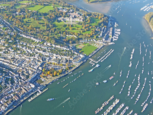 Aerial view of the River Dart at Dartmouth, Devon 
