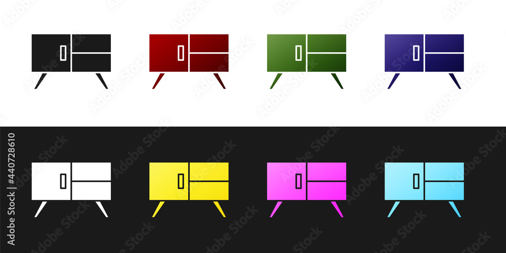 Set Chest of drawers icon isolated on black and white background. Vector Set Chest of drawers icon isolated on black and white background. Vector