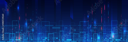 Abstract futuristic background. Hi-tech business presentation. Cyber city. Big data concept. Cyber security for business and internet project.