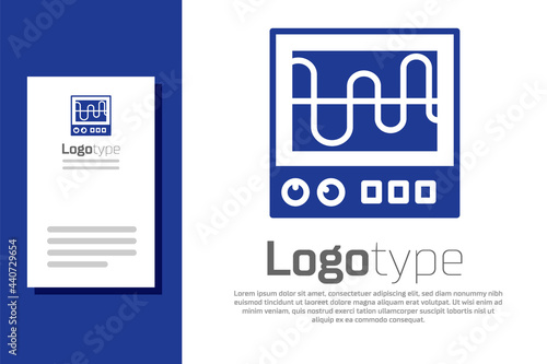 Blue Oscilloscope measurement signal wave icon isolated on white background. Logo design template element. Vector