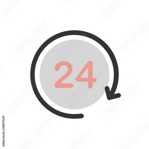 24 Hours time filled outline icon.