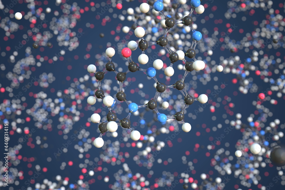 Nevirapine molecule. Conceptual molecular model. Chemical 3d rendering Nevirapine molecule. Conceptual molecular model. Chemical 3d rendering
